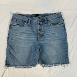 J.Crew High-Rise Skinny Denim Shorts Light Wash Button Fly Raw Hem Size 31